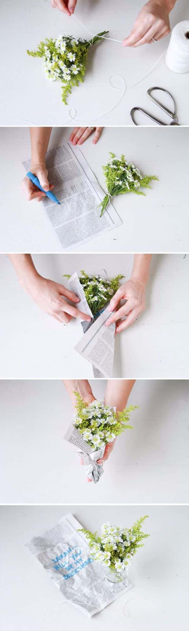 DIY Flowers for Weddings - $2 Mini Message Bouquet DIY - Centerpieces, Bouquets, Arrangements for Wedding Ceremony - Aisle Ideas, Rustic Bouquet Projects - Paper, Cheap, Fake Floral, Silk Flower Centerpiece To Make For Brides on A Budget - Decor for Spring, Summer, Winter and Fall http://diyjoy.com/diy-flowers-for-weddings