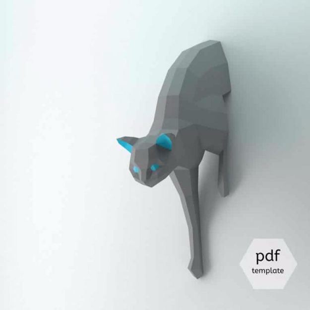 DIY Ideas With Cats - 3D Paper Craft Cat Origami - Cute and Easy DIY Projects for Cat Lovers - Wall and Home Decor Projects, Things To Make and Sell on Etsy - Quick Gifts to Make for Friends Who Have Kittens and Kitties - Homemade No Sew Projects- Fun Jewelry, Cool Clothes, Pillows and Kitty Accessories 