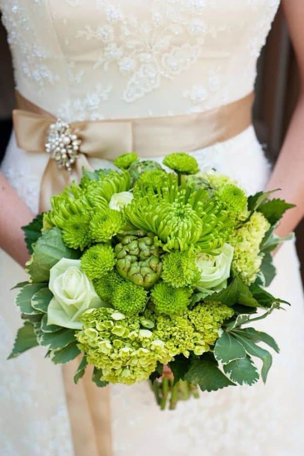 DIY Flowers for Weddings - Apple Green Bridal Bouquet - Centerpieces, Bouquets, Arrangements for Wedding Ceremony - Aisle Ideas, Rustic Bouquet Projects - Paper, Cheap, Fake Floral, Silk Flower Centerpiece To Make For Brides on A Budget - Decor for Spring, Summer, Winter and Fall http://diyjoy.com/diy-flowers-for-weddings
