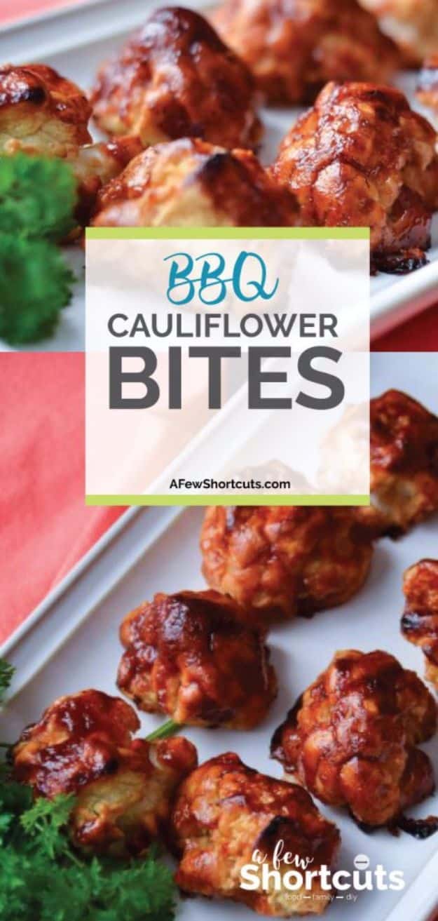 Best Barbecue Recipes - BBQ Cauliflower Bites - Easy BBQ Recipe Ideas for Lunch, Dinner and Quick Party Appetizers - Grilled and Smoked Foods, Chicken, Beef and Meat, Fish and Vegetable Ideas for Grilling - Sauces and Rubs, Seasonings and Favorite Bar BBQ Tips #bbq #bbqrecipes #grilling