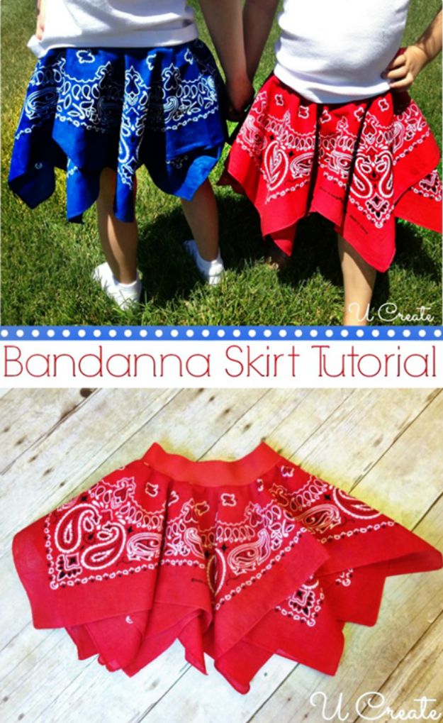DIY Ideas With Bandanas - Bandanna Summer Skirt - Bandana Crafts and Decor Projects Made With A Bandana - No Sew Ideas, Bags, Bracelets, Hats, Halter Tops, Blankets and Quilts, Headbands, Simple Craft Project Tutorials for Kids and Teens - Home Decoration and Country Themed Crafts To Make and Sell On Etsy #crafts #country #diy