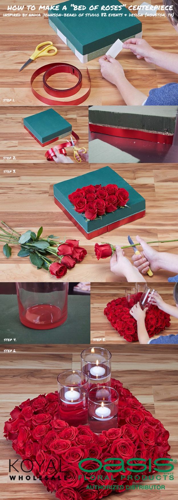 DIY Flowers for Weddings - Bed Of Roses Centerpiece - Centerpieces, Bouquets, Arrangements for Wedding Ceremony - Aisle Ideas, Rustic Bouquet Projects - Paper, Cheap, Fake Floral, Silk Flower Centerpiece To Make For Brides on A Budget - Decor for Spring, Summer, Winter and Fall http://diyjoy.com/diy-flowers-for-weddings
