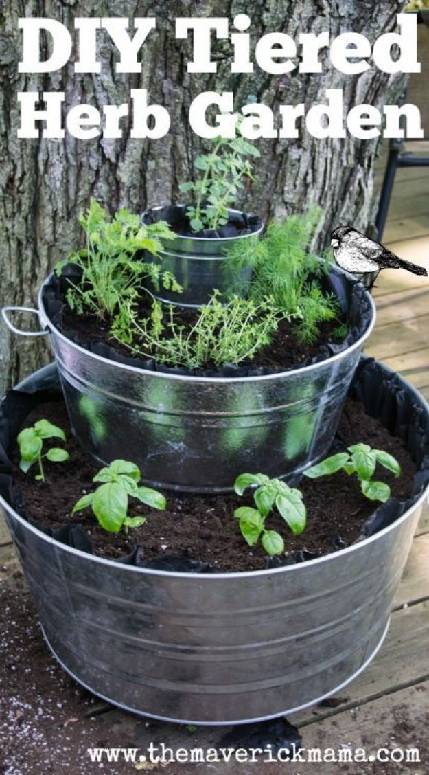 Container Gardening Ideas - Build A Tiered Herb Garden - Easy Garden Projects for Containers and Growing Plants in Small Spaces - DIY Potting Tips and Planter Boxes for Vegetables, Herbs and Flowers - Simple Ideas for Beginners -Shade, Full Sun, Pation and Yard Landscape Idea tutorials 