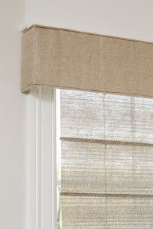 DIY Burlap Ideas - Burlap Valance - Burlap Furniture, Home Decor and Crafts - Banners and Buntings, Wall Art, Ottoman from Coffee Sacks, Wreath, Centerpieces and Table Runner - Kitchen, Bedroom, Living Room, Bathroom Ideas - Shabby Chic Craft Projects and DIY Wedding Decor http://diyjoy.com/diy-burlap-decor-ideas