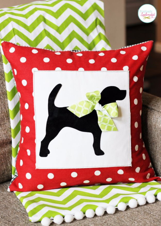 DIY Ideas With Dogs - Custom Pet Silhouette Pillow Cover - Cute and Easy DIY Projects for Dog Lovers - Wall and Home Decor Projects, Things To Make and Sell on Etsy - Quick Gifts to Make for Friends Who Have Puppies and Doggies - Homemade No Sew Projects- Fun Jewelry, Cool Clothes and Accessories #dogs #crafts #diyideas