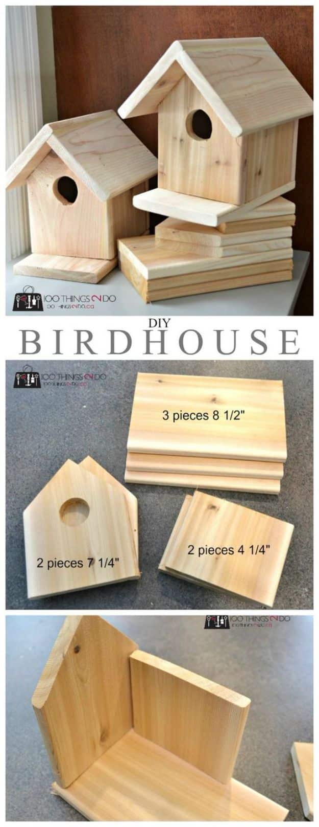 DIY Bird Houses - DIY Cedar Birdhouse - Easy Bird House Ideas for Kids and Adult To Make - Free Plans and Tutorials for Wooden, Simple, Upcyle Designs, Recycle Plastic and Creative Ways To Make Rustic Outdoor Decor and a Home for the Birds - Fun Projects for Your Backyard This Summer 