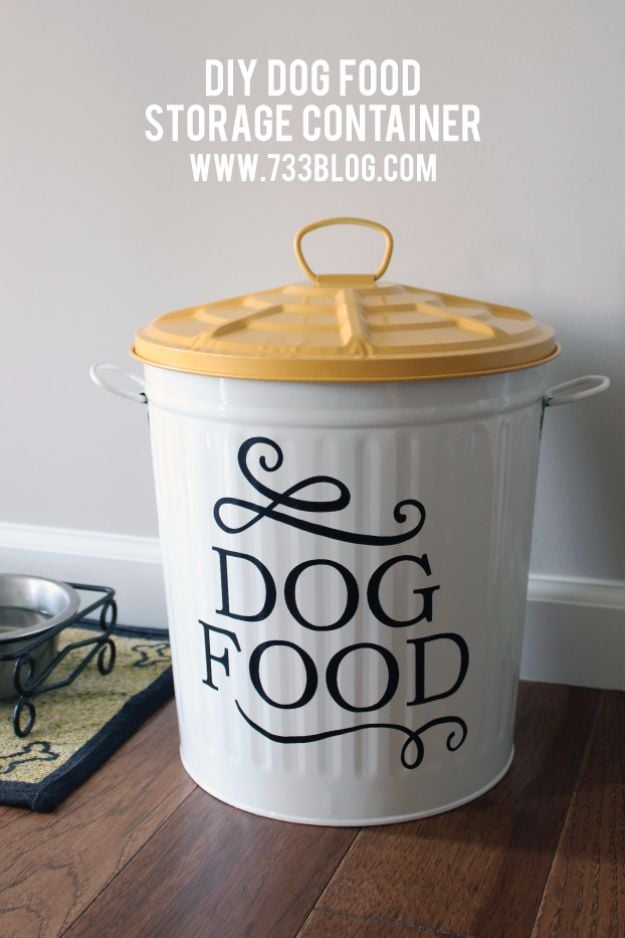 DIY Ideas With Dogs - DIY Dog Food Storage Container - Cute and Easy DIY Projects for Dog Lovers - Wall and Home Decor Projects, Things To Make and Sell on Etsy - Quick Gifts to Make for Friends Who Have Puppies and Doggies - Homemade No Sew Projects- Fun Jewelry, Cool Clothes and Accessories #dogs #crafts #diyideas