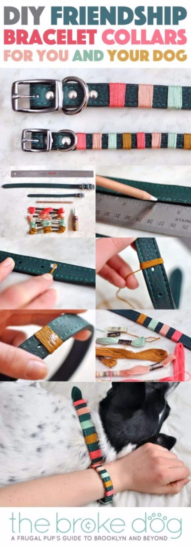 DIY Ideas With Dogs - DIY Friendship Bracelet Collars For You And Your Dog - Cute and Easy DIY Projects for Dog Lovers - Wall and Home Decor Projects, Things To Make and Sell on Etsy - Quick Gifts to Make for Friends Who Have Puppies and Doggies - Homemade No Sew Projects- Fun Jewelry, Cool Clothes and Accessories #dogs #crafts #diyideas