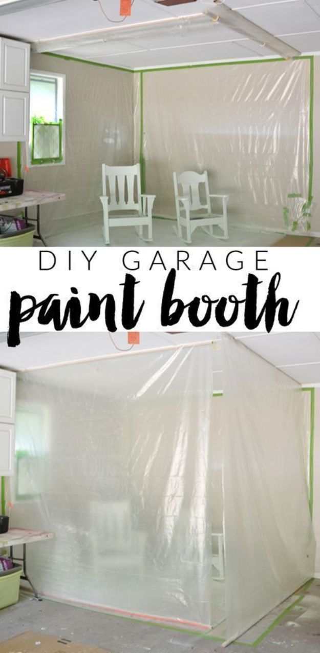DIY Painting Hacks - DIY Garage Paint Booth - Easy Ways To Shortcut House Painting - Wall Prep, Painters Tape, Trim, Edging, Ceiling, Exterior Cutting In, Furniture and Crafts Paint Tips - Paint Your House Or Your Room With These Time Saving Painter Hacks and Quick Tricks http://diyjoy.com/diy-painting-hacks
