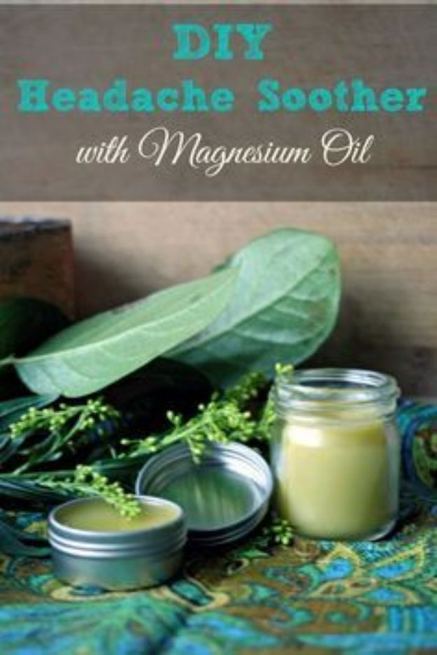 DIY Home Remedies - DIY Herbal Headache Soother With Magnesium Oil - Homemade Recipes and Ideas for Help Relieve Symptoms of Cold and Flu, Upset Stomach, Rash, Cough, Sore Throat, Headache and Illness - Skincare Products, Balms, Lotions and Teas 