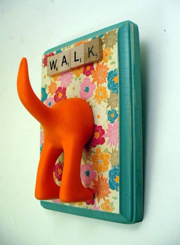 DIY Ideas With Dogs - DIY Leash Holder - Cute and Easy DIY Projects for Dog Lovers - Wall and Home Decor Projects, Things To Make and Sell on Etsy - Quick Gifts to Make for Friends Who Have Puppies and Doggies - Homemade No Sew Projects- Fun Jewelry, Cool Clothes and Accessories #dogs #crafts #diyideas