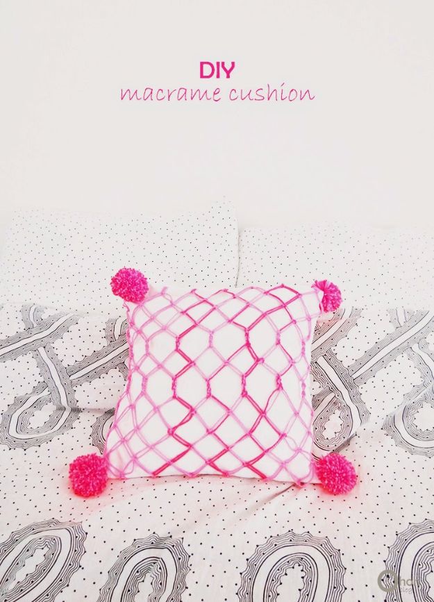 Macrame Crafts - DIY Macrame Cushion - DIY Ideas and Easy Macrame Projects for Home Decor, Gifts and Wall Art - Cool Bracelets, Plant Holders, Beautiful Dream Catchers, Things To Make and Sell on Etsy, How To Make Knots for Your Macrame Craft Projects, Fun Ideas Even Kids and Teens Can Make #macrame #crafts #diyideas