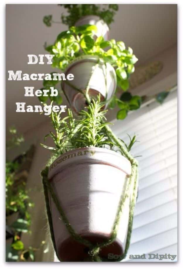 Macrame Crafts - DIY Macrame Herb Hanger - DIY Ideas and Easy Macrame Projects for Home Decor, Gifts and Wall Art - Cool Bracelets, Plant Holders, Beautiful Dream Catchers, Things To Make and Sell on Etsy, How To Make Knots for Your Macrame Craft Projects, Fun Ideas Even Kids and Teens Can Make #macrame #crafts #diyideas