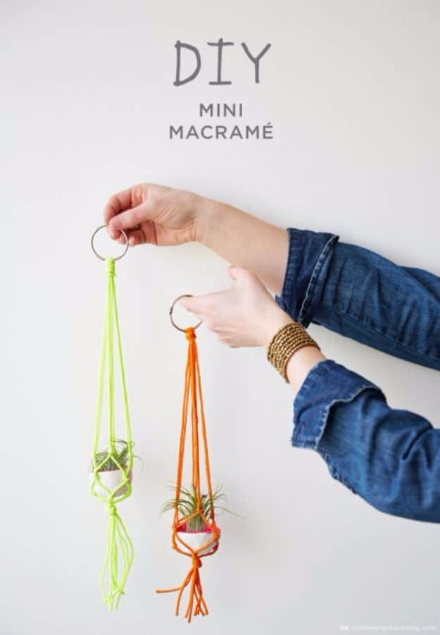 Macrame Crafts - DIY Mini Macrame Hangers - DIY Ideas and Easy Macrame Projects for Home Decor, Gifts and Wall Art - Cool Bracelets, Plant Holders, Beautiful Dream Catchers, Things To Make and Sell on Etsy, How To Make Knots for Your Macrame Craft Projects, Fun Ideas Even Kids and Teens Can Make #macrame #crafts #diyideas