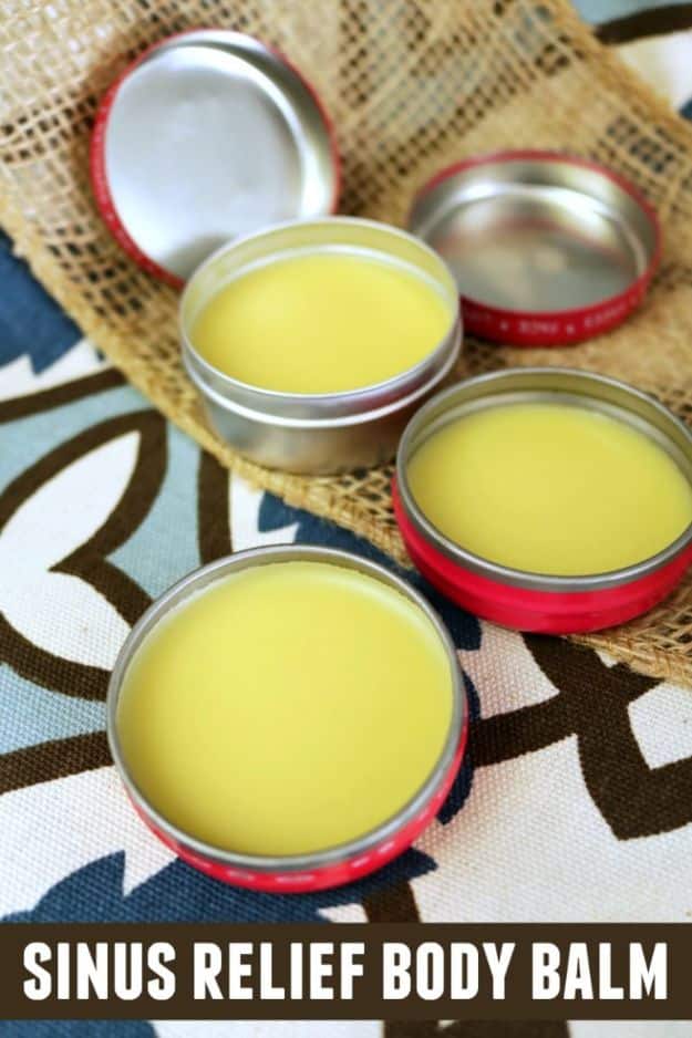 DIY Home Remedies - DIY Natural Sinus Relief Body Balm - Homemade Recipes and Ideas for Help Relieve Symptoms of Cold and Flu, Upset Stomach, Rash, Cough, Sore Throat, Headache and Illness - Skincare Products, Balms, Lotions and Teas 