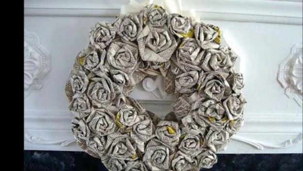 Rose Crafts - DIY Paper Roses Wreath - Easy Craft Projects With Roses - Paper Flowers, Quilt Patterns, DIY Rose Art for Kids - Dried and Real Roses for Wall Art and Do It Yourself Home Decor - Mothers Day Gift Ideas - Fake Rose Arrangements That Look Amazing - Cute Centerrpieces and Crafty DIY Gifts With A Rose http://diyjoy.com/rose-crafts