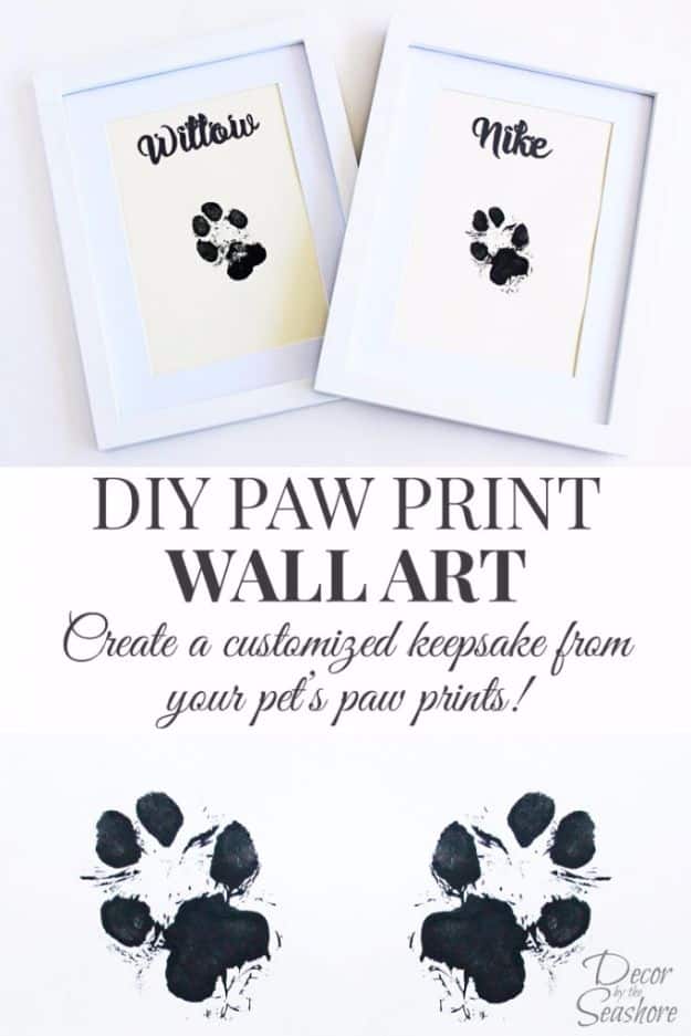 DIY Ideas With Dogs - DIY Paw Print Wall Art - Cute and Easy DIY Projects for Dog Lovers - Wall and Home Decor Projects, Things To Make and Sell on Etsy - Quick Gifts to Make for Friends Who Have Puppies and Doggies - Homemade No Sew Projects- Fun Jewelry, Cool Clothes and Accessories #dogs #crafts #diyideas