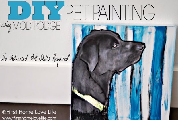DIY Ideas With Dogs - DIY Pet Painting - Cute and Easy DIY Projects for Dog Lovers - Wall and Home Decor Projects, Things To Make and Sell on Etsy - Quick Gifts to Make for Friends Who Have Puppies and Doggies - Homemade No Sew Projects- Fun Jewelry, Cool Clothes and Accessories #dogs #crafts #diyideas