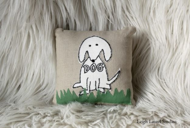 DIY Ideas With Dogs - Dog Embroidery Pattern & Mini Pillow - Cute and Easy DIY Projects for Dog Lovers - Wall and Home Decor Projects, Things To Make and Sell on Etsy - Quick Gifts to Make for Friends Who Have Puppies and Doggies - Homemade No Sew Projects- Fun Jewelry, Cool Clothes and Accessories #dogs #crafts #diyideas