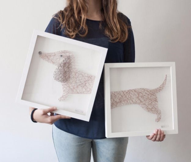 DIY Ideas With Dogs - Dog Nail String Artwork - Cute and Easy DIY Projects for Dog Lovers - Wall and Home Decor Projects, Things To Make and Sell on Etsy - Quick Gifts to Make for Friends Who Have Puppies and Doggies - Homemade No Sew Projects- Fun Jewelry, Cool Clothes and Accessories #dogs #crafts #diyideas