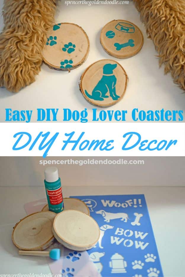 DIY Ideas With Dogs - Easy DIY Dog Lover Coasters - Cute and Easy DIY Projects for Dog Lovers - Wall and Home Decor Projects, Things To Make and Sell on Etsy - Quick Gifts to Make for Friends Who Have Puppies and Doggies - Homemade No Sew Projects- Fun Jewelry, Cool Clothes and Accessories #dogs #crafts #diyideas