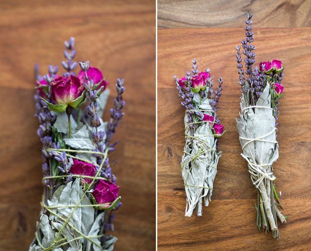DIY Home Fragrance Ideas - Floral + Sage Smudge Sticks - Easy Ways To Make your House and Home Smell Good - Essential Oils, Diffusers, DIY Lampe Berger Oil, Candles, Room Scents and Homemade Recipes for Odor Removal - Relaxing Lavender, Fresh Clean Smells, Lemon, Herb 