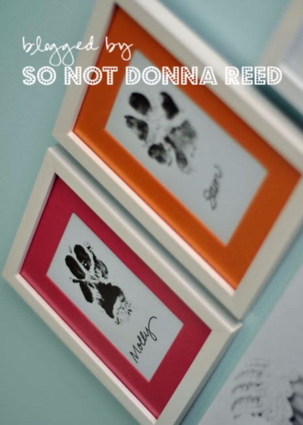 DIY Ideas With Dogs - Framed Paw Prints - Cute and Easy DIY Projects for Dog Lovers - Wall and Home Decor Projects, Things To Make and Sell on Etsy - Quick Gifts to Make for Friends Who Have Puppies and Doggies - Homemade No Sew Projects- Fun Jewelry, Cool Clothes and Accessories #dogs #crafts #diyideas
