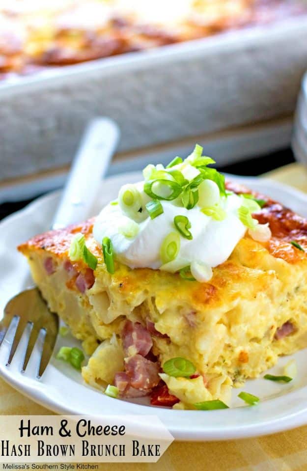 Best Brunch Recipes - Ham and Cheese Hash Brown Brunch Bake - Eggs, Pancakes, Waffles, Casseroles, Vegetable Dishes and Side, Potato Recipe Ideas for Brunches - Serve A Crowd and Family with the versions of Eggs Benedict, Mimosas, Muffins and Pastries, Desserts - Make Ahead , Slow Cooler and Healthy Casserole Recipes #brunch #breakfast #recipes