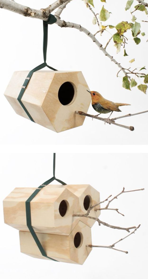 DIY Bird Houses - Hexagon Modular Birdhouse - Easy Bird House Ideas for Kids and Adult To Make - Free Plans and Tutorials for Wooden, Simple, Upcyle Designs, Recycle Plastic and Creative Ways To Make Rustic Outdoor Decor and a Home for the Birds - Fun Projects for Your Backyard This Summer 