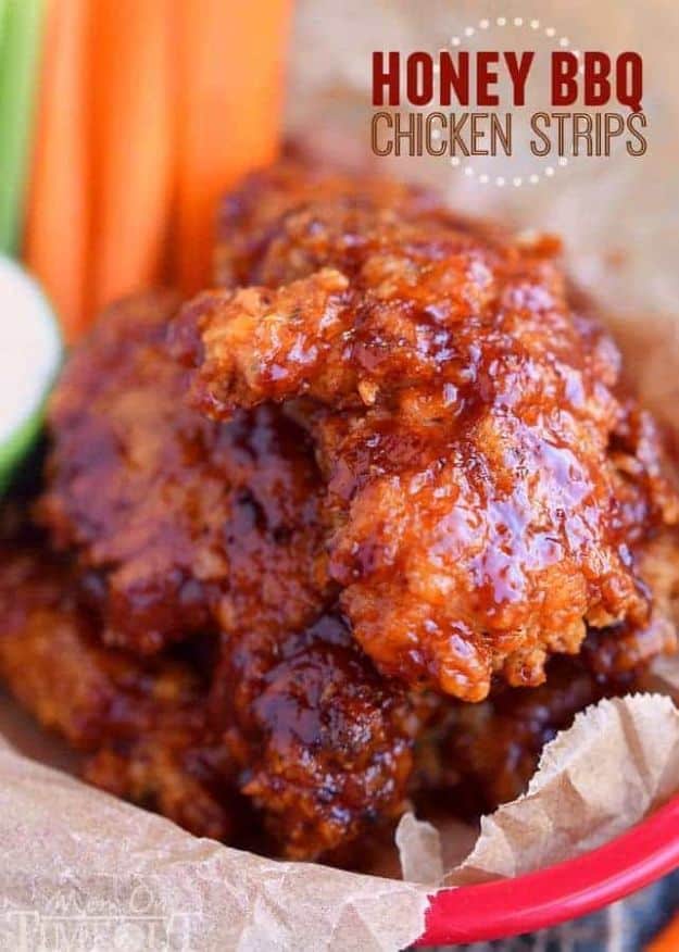 Best Barbecue Recipes - Honey BBQ Chicken Strips - Easy BBQ Recipe Ideas for Lunch, Dinner and Quick Party Appetizers - Grilled and Smoked Foods, Chicken, Beef and Meat, Fish and Vegetable Ideas for Grilling - Sauces and Rubs, Seasonings and Favorite Bar BBQ Tips #bbq #bbqrecipes #grilling