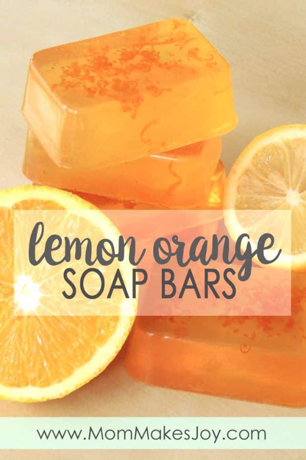 DIY Soap Recipes - Lemon Orange Soap Bars - Melt and Pour, Homemade Recipe Without Lye - Natural Soap crafts for Kids - Shea Butter, Essential Oils, Easy Ides With 3 Ingredients - soap recipes with step by step tutorials #soap #diygifts