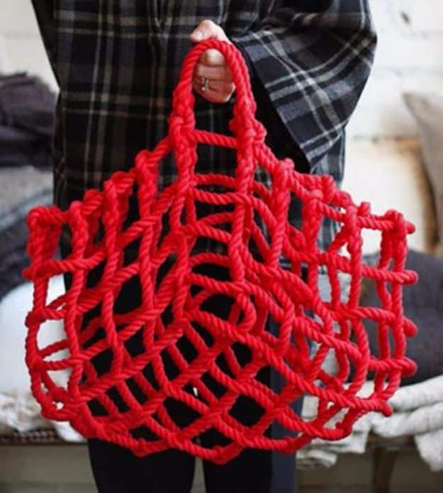 Macrame Crafts - Macrame Knot Bag - DIY Ideas and Easy Macrame Projects for Home Decor, Gifts and Wall Art - Cool Bracelets, Plant Holders, Beautiful Dream Catchers, Things To Make and Sell on Etsy, How To Make Knots for Your Macrame Craft Projects, Fun Ideas Even Kids and Teens Can Make #macrame #crafts #diyideas