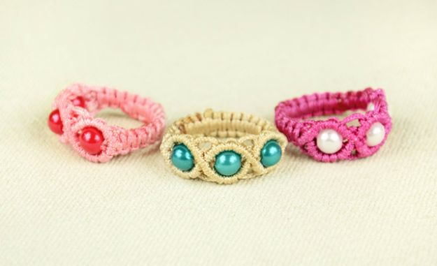 Macrame Crafts - Macrame Ring with Beads - DIY Ideas and Easy Macrame Projects for Home Decor, Gifts and Wall Art - Cool Bracelets, Plant Holders, Beautiful Dream Catchers, Things To Make and Sell on Etsy, How To Make Knots for Your Macrame Craft Projects, Fun Ideas Even Kids and Teens Can Make #macrame #crafts #diyideas