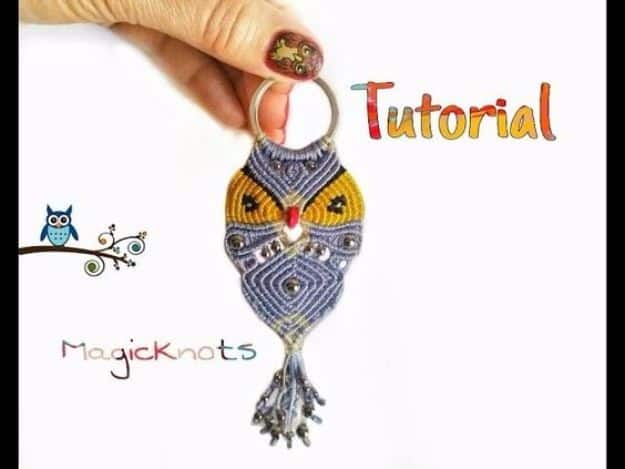 Macrame Crafts - Micro Macrame Owl Key Chain - DIY Ideas and Easy Macrame Projects for Home Decor, Gifts and Wall Art - Cool Bracelets, Plant Holders, Beautiful Dream Catchers, Things To Make and Sell on Etsy, How To Make Knots for Your Macrame Craft Projects, Fun Ideas Even Kids and Teens Can Make #macrame #crafts #diyideas