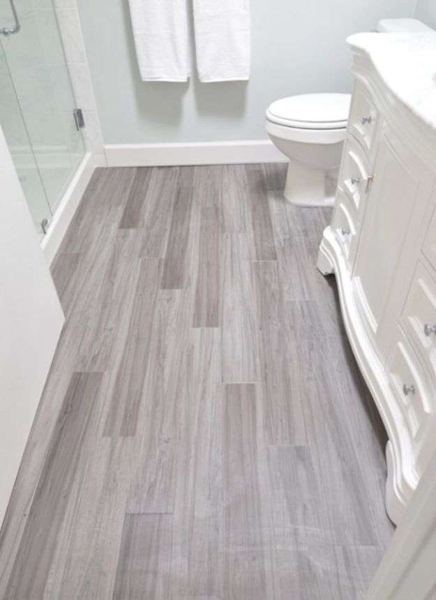 DIY Flooring Projects - Modern Vinyl Plank For Bathroom Floor - Cheap Floor Ideas for Those On A Budget - Inexpensive Ways To Refinish Floors With Concrete, Laminate, Plywood, Peel and Stick Tile, Wood, Vinyl - Easy Project Plans and Unique Creative Tutorials for Cool Do It Yourself Home Decor #diy #flooring #homeimprovement
