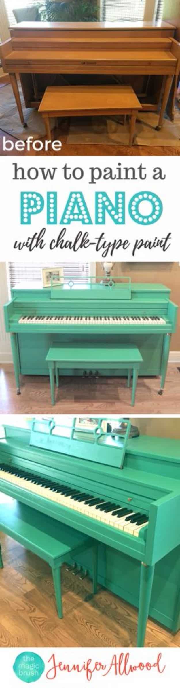 DIY Painting Hacks - Paint An Old Piano - Easy Ways To Shortcut House Painting - Wall Prep, Painters Tape, Trim, Edging, Ceiling, Exterior Cutting In, Furniture and Crafts Paint Tips - Paint Your House Or Your Room With These Time Saving Painter Hacks and Quick Tricks http://diyjoy.com/diy-painting-hacks