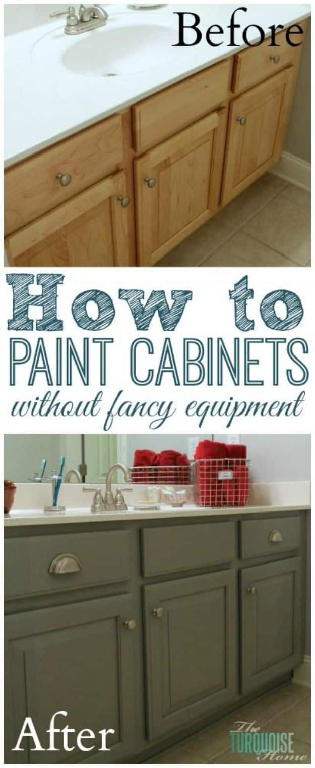 DIY Painting Hacks - Paint Cabinets Without Fancy Equipment - Easy Ways To Shortcut House Painting - Wall Prep, Painters Tape, Trim, Edging, Ceiling, Exterior Cutting In, Furniture and Crafts Paint Tips - Paint Your House Or Your Room With These Time Saving Painter Hacks and Quick Tricks http://diyjoy.com/diy-painting-hacks