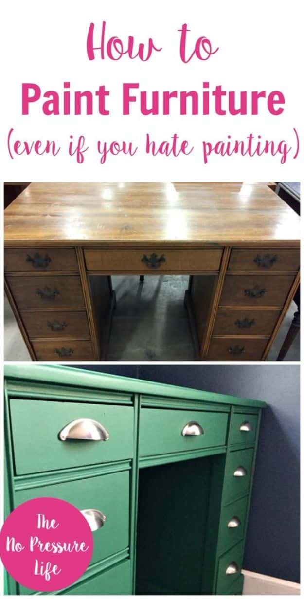 DIY Painting Hacks - Paint Furniture Easily - Easy Ways To Shortcut House Painting - Wall Prep, Painters Tape, Trim, Edging, Ceiling, Exterior Cutting In, Furniture and Crafts Paint Tips - Paint Your House Or Your Room With These Time Saving Painter Hacks and Quick Tricks http://diyjoy.com/diy-painting-hacks