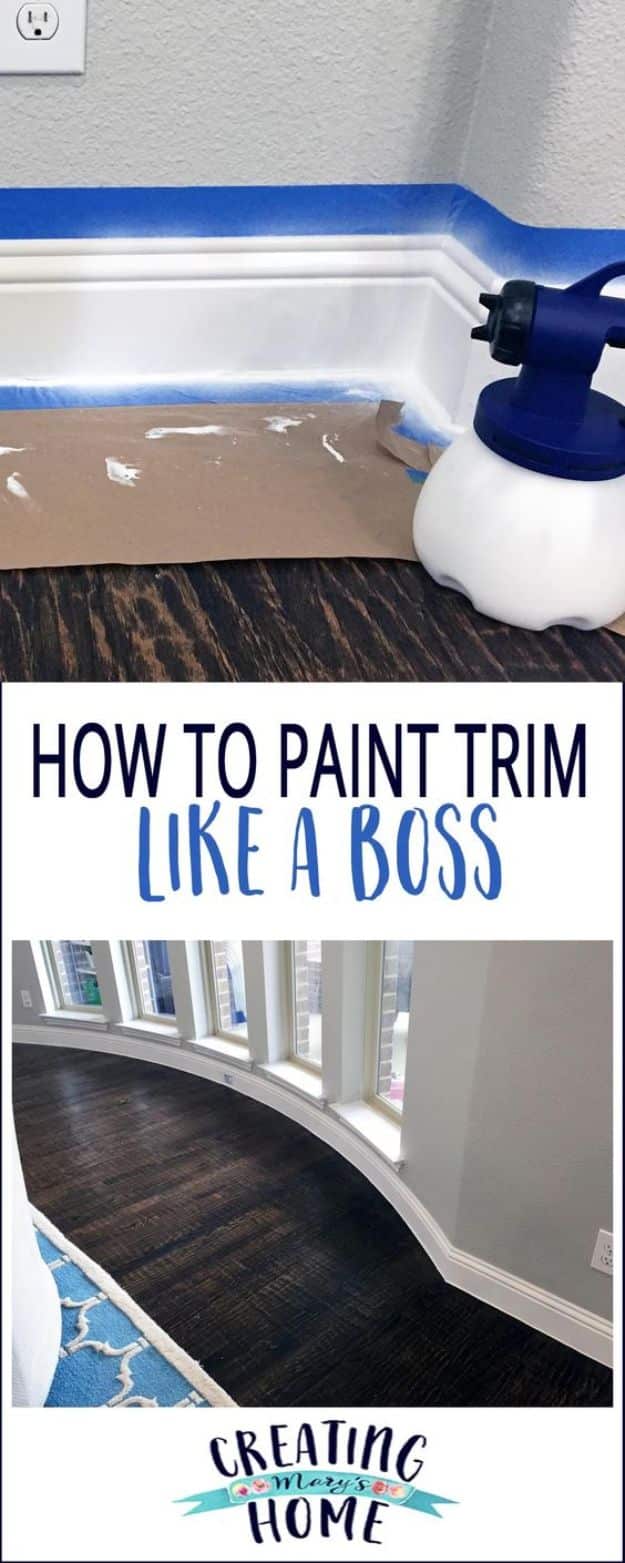 DIY Painting Hacks - Paint Trim Like A Boss - Easy Ways To Shortcut House Painting - Wall Prep, Painters Tape, Trim, Edging, Ceiling, Exterior Cutting In, Furniture and Crafts Paint Tips - Paint Your House Or Your Room With These Time Saving Painter Hacks and Quick Tricks http://diyjoy.com/diy-painting-hacks