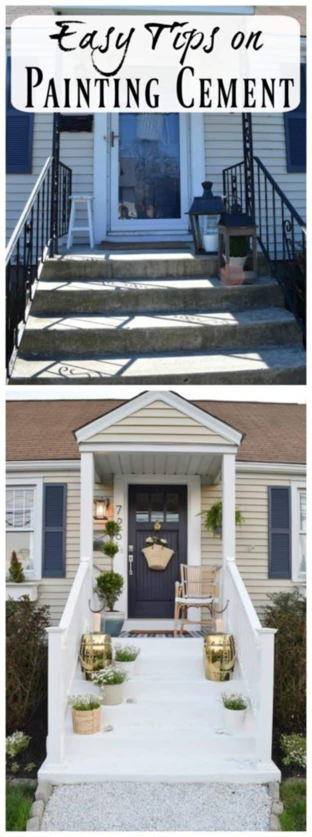 DIY Painting Hacks - Painted Cement Steps - Easy Ways To Shortcut House Painting - Wall Prep, Painters Tape, Trim, Edging, Ceiling, Exterior Cutting In, Furniture and Crafts Paint Tips - Paint Your House Or Your Room With These Time Saving Painter Hacks and Quick Tricks http://diyjoy.com/diy-painting-hacks