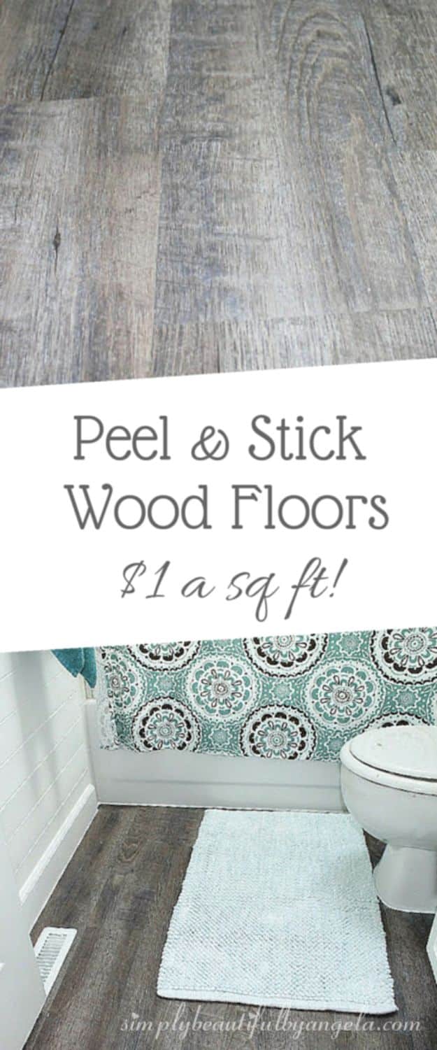 DIY Flooring Projects - Peel And Stick Wood Look Vinyl Flooring - Cheap Floor Ideas for Those On A Budget - Inexpensive Ways To Refinish Floors With Concrete, Laminate, Plywood, Peel and Stick Tile, Wood, Vinyl - Easy Project Plans and Unique Creative Tutorials for Cool Do It Yourself Home Decor #diy #flooring #homeimprovement