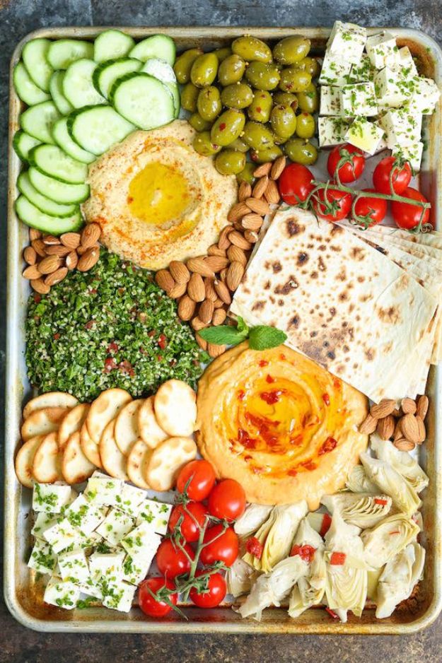 Best Dinner Party Ideas - Perfect Easy Mezze Platter - Best Recipes for Foods to Serve, Casseroles, Finger Foods, Desserts and Appetizers- Place Settings and Cards, Centerpieces, Table Decor and Recipe Ideas for Supper Clubs and Dinner Parties http://diyjoy.com/best-dinner-party-ideas
