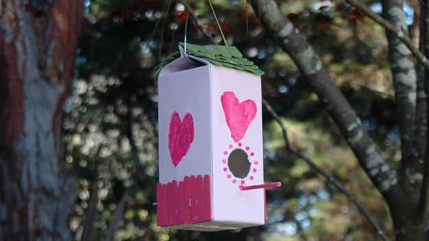 DIY Bird Houses - Plastic Milk Carton Birdhouse - Easy Bird House Ideas for Kids and Adult To Make - Free Plans and Tutorials for Wooden, Simple, Upcyle Designs, Recycle Plastic and Creative Ways To Make Rustic Outdoor Decor and a Home for the Birds - Fun Projects for Your Backyard This Summer 