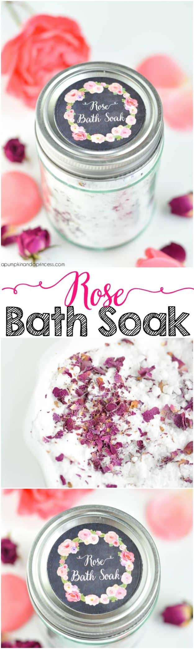 Rose Crafts - Rose Petal Bath Soak - Easy Craft Projects With Roses - Paper Flowers, Quilt Patterns, DIY Rose Art for Kids - Dried and Real Roses for Wall Art and Do It Yourself Home Decor - Mothers Day Gift Ideas - Fake Rose Arrangements That Look Amazing - Cute Centerrpieces and Crafty DIY Gifts With A Rose http://diyjoy.com/rose-crafts