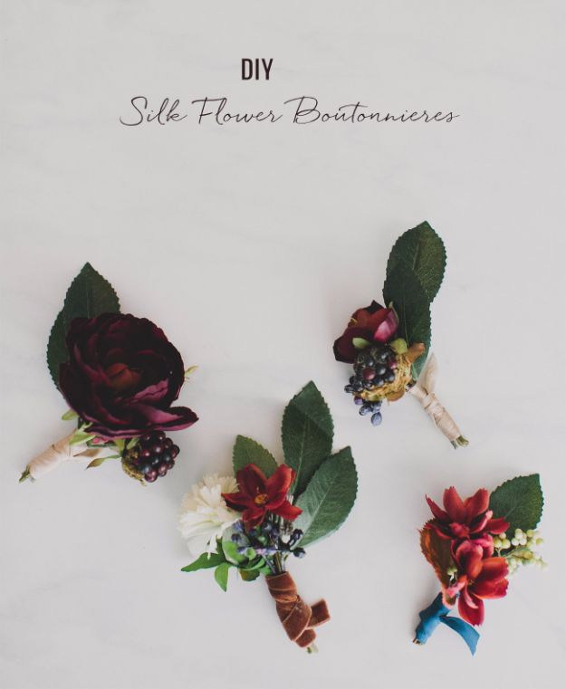 DIY Flowers for Weddings - Silk Flower Boutonnieres - Centerpieces, Bouquets, Arrangements for Wedding Ceremony - Aisle Ideas, Rustic Bouquet Projects - Paper, Cheap, Fake Floral, Silk Flower Centerpiece To Make For Brides on A Budget - Decor for Spring, Summer, Winter and Fall http://diyjoy.com/diy-flowers-for-weddings