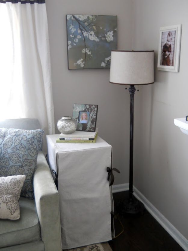 DIY Slipcovers - Slip Covered Filing Cabinet - Do It Yourself Slip Covers For Furniture - No Sew Ideas, Easy Fabrics Four Couch and Sofa Cover - Chair Projects and Ideas, How To Make a Slip cover with step by step tutorial and instructions - Cool DIY Home and Living Room Decor #slipcovers #diydecor