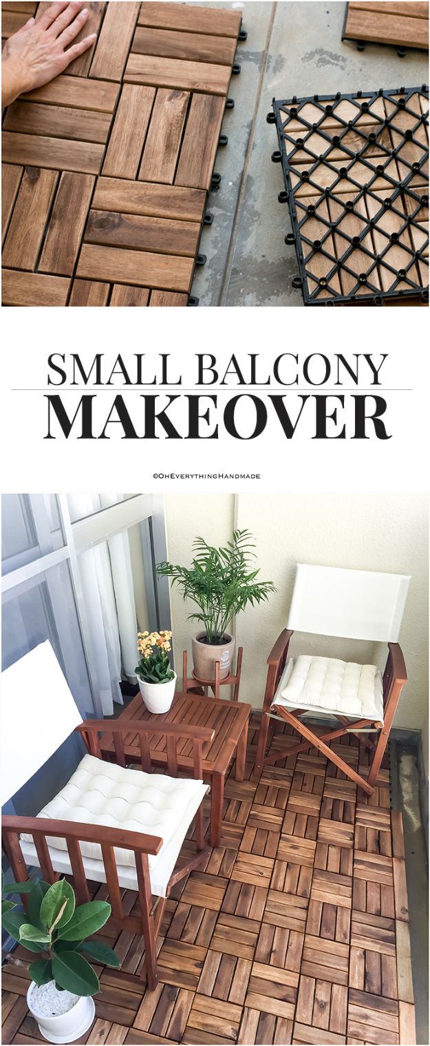 DIY Flooring Projects - Small Balcony Makeover - Cheap Floor Ideas for Those On A Budget - Inexpensive Ways To Refinish Floors With Concrete, Laminate, Plywood, Peel and Stick Tile, Wood, Vinyl - Easy Project Plans and Unique Creative Tutorials for Cool Do It Yourself Home Decor #diy #flooring #homeimprovement