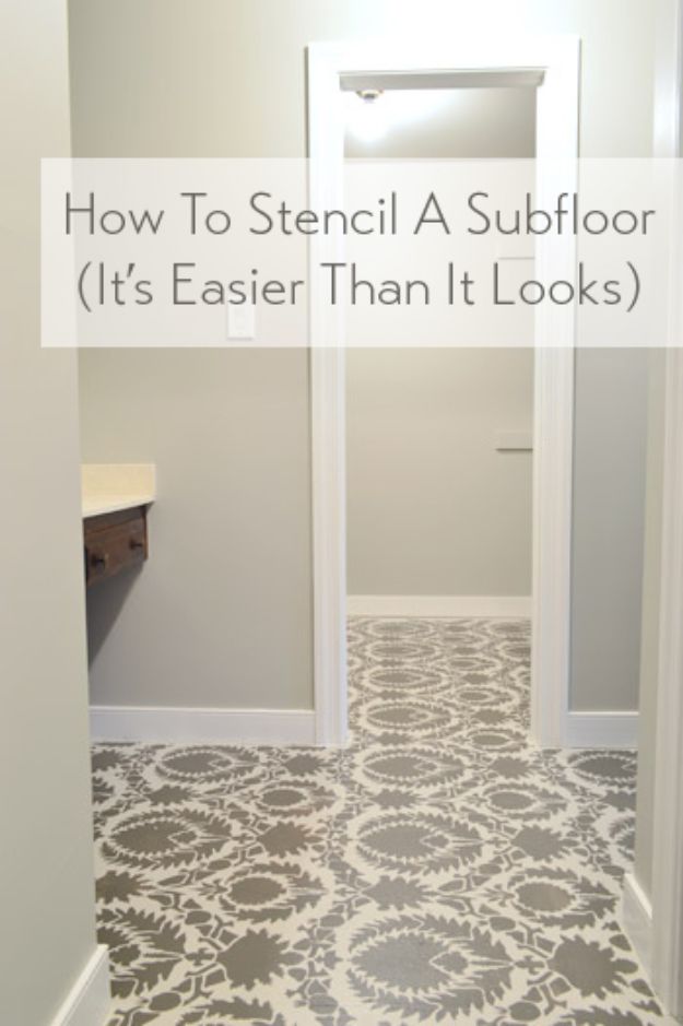 DIY Flooring Projects - Stencil A Subfloor - Cheap Floor Ideas for Those On A Budget - Inexpensive Ways To Refinish Floors With Concrete, Laminate, Plywood, Peel and Stick Tile, Wood, Vinyl - Easy Project Plans and Unique Creative Tutorials for Cool Do It Yourself Home Decor #diy #flooring #homeimprovement