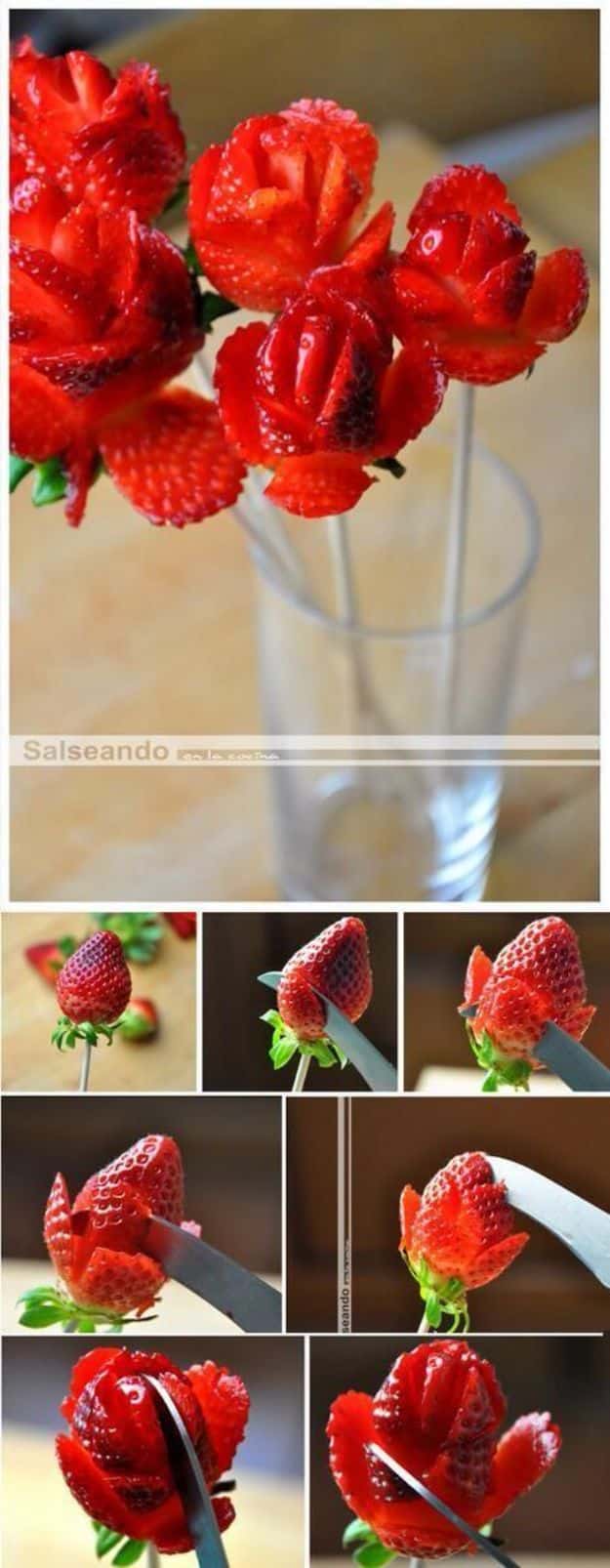 Rose Crafts - Strawberry Roses - Easy Craft Projects With Roses - Paper Flowers, Quilt Patterns, DIY Rose Art for Kids - Dried and Real Roses for Wall Art and Do It Yourself Home Decor - Mothers Day Gift Ideas - Fake Rose Arrangements That Look Amazing - Cute Centerrpieces and Crafty DIY Gifts With A Rose http://diyjoy.com/rose-crafts