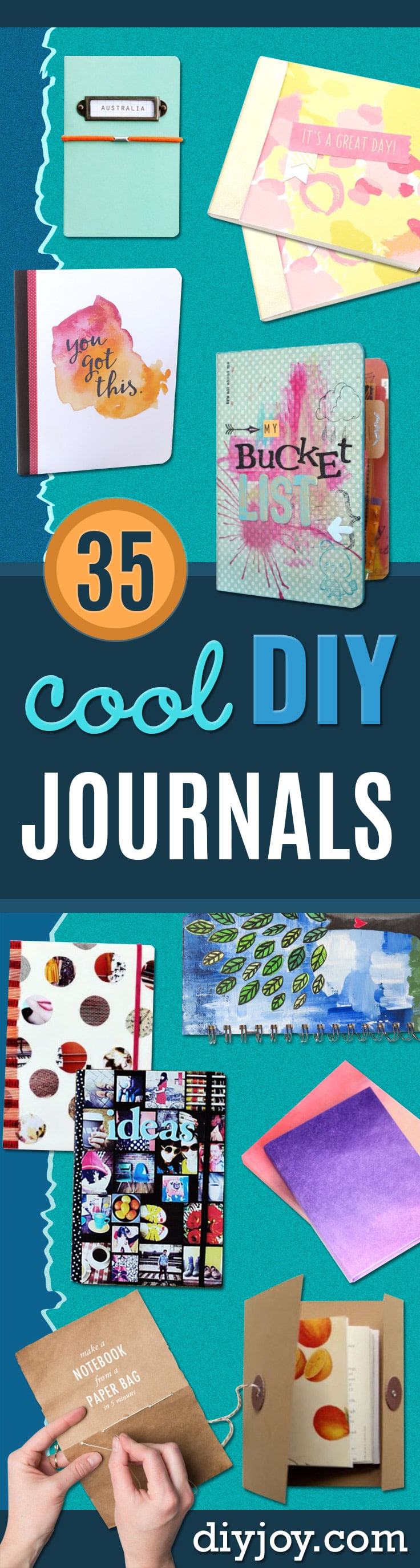 DIY Journals - Ideas For Making A Handmade Journal - Cover Art Tutorial, Binding Tips, Easy Craft Ideas for Kids and For Teens - Step By Step Instructions for Making From Scratch, From An Old Book - Leather, Faux Marble, Paper, Monogram, Cute Do It Yourself Gift Idea